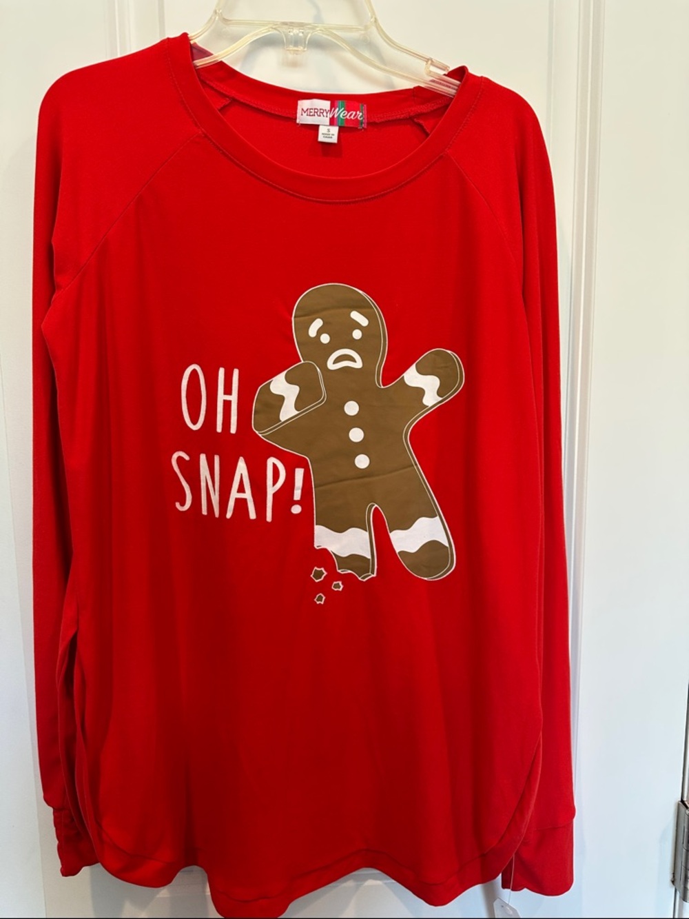 Red "Oh Snap!" Gingerbread Graphic Holiday Tunic